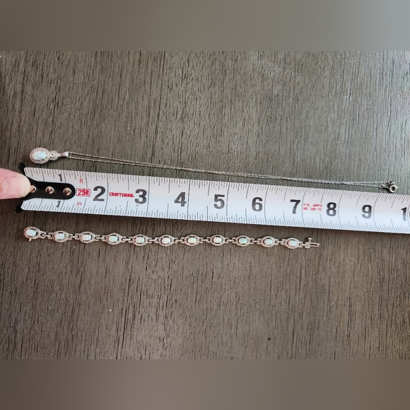 Opal and white sapphire Necklace/Bracelet set - Picture 8 of 11